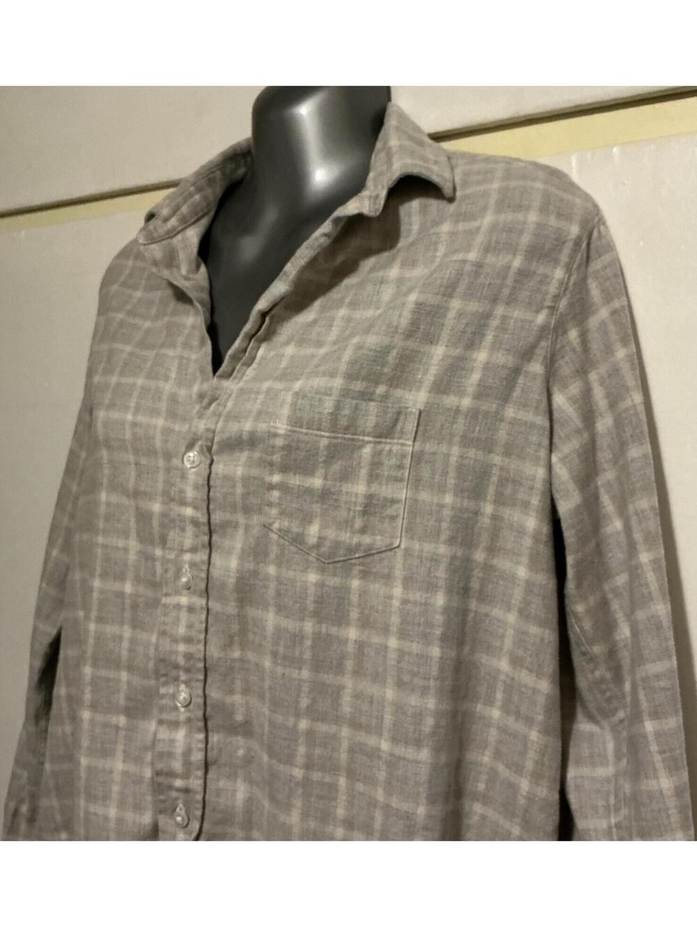 Frank & Eileen Women's Small S Gray Plaid Button Up Long Sleeve Shirt Cotton Top